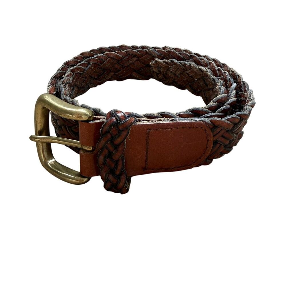 Talbots Brown Braided Leather Belt Women's Medium Genuine Leather